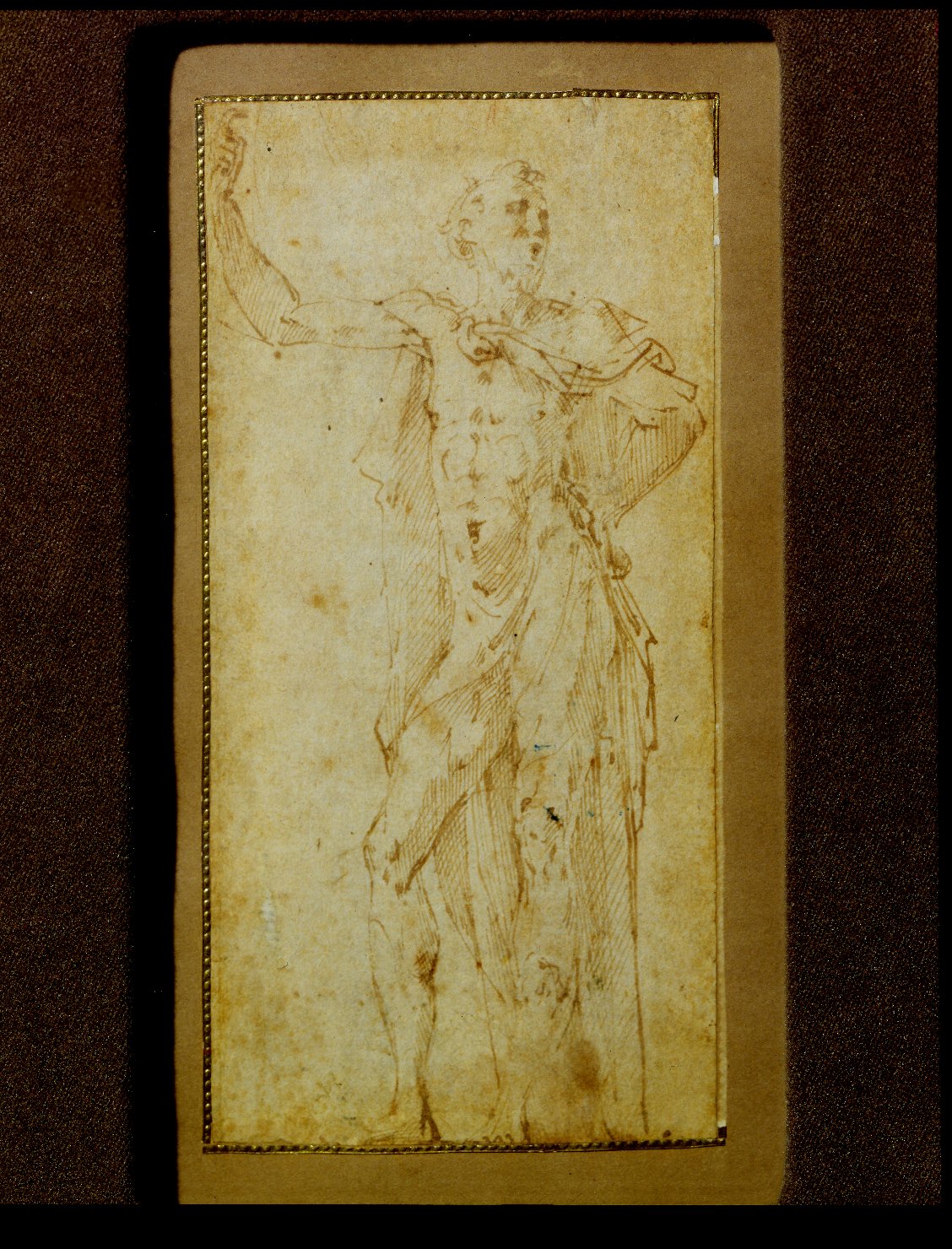 figura maschile panneggiata con braccio alzato (San Girolamo)